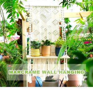 Macramé wall hanging shelf